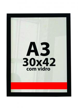 Moldura para Fotos e Poster Moldura de madeira lisa e reta - com Vidro - Fundo em mdf Tamanho A3 - 30x42cm    Produzida com equipamentos cortes profissionais, resultando excelente acabamento. Produção própria.